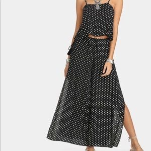 Striped cami top with split wide leg pants